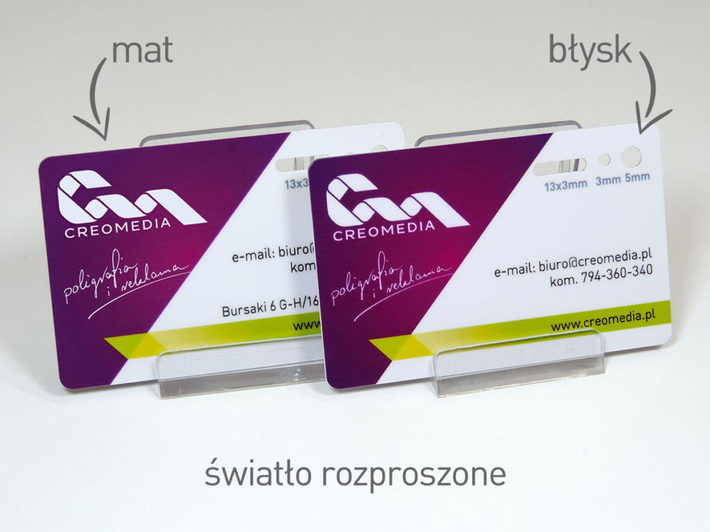 Karty plastikowe z wykończeniem błyszczącym lub matowym