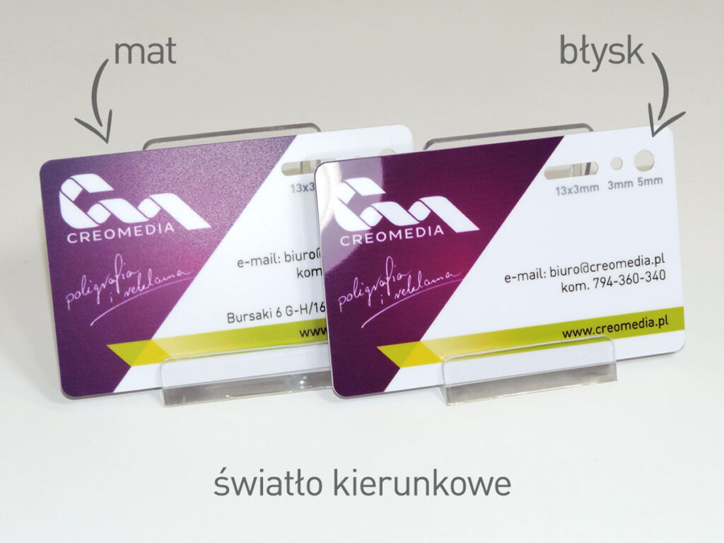Karty plastikowe z wykończeniem błyszczącym lub matowym
